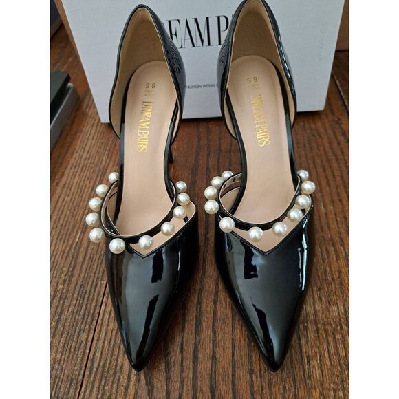 New 8.5 Dream Pairs Black Pearl High Heel Stiletto Elegant D'orsay Dress Shoes - Picture 7 of 11